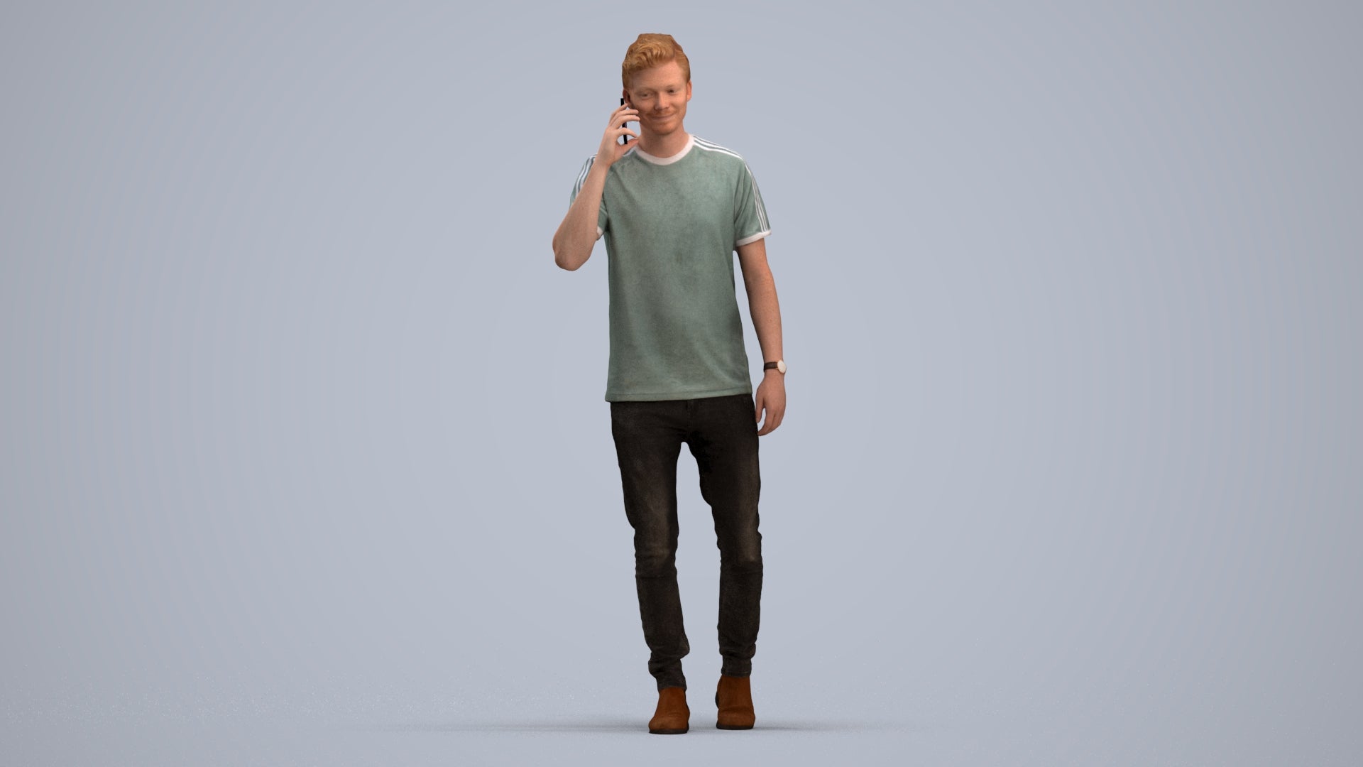 scanned 3D man casual walking, photogrammetry people for Enscape and V-Ray, standing pose render