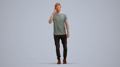 scanned 3D man casual walking, photogrammetry people for Enscape and V-Ray, standing pose render
