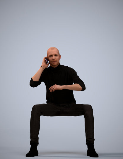 3D human model man casual business, photogrammetry scanned person for archviz