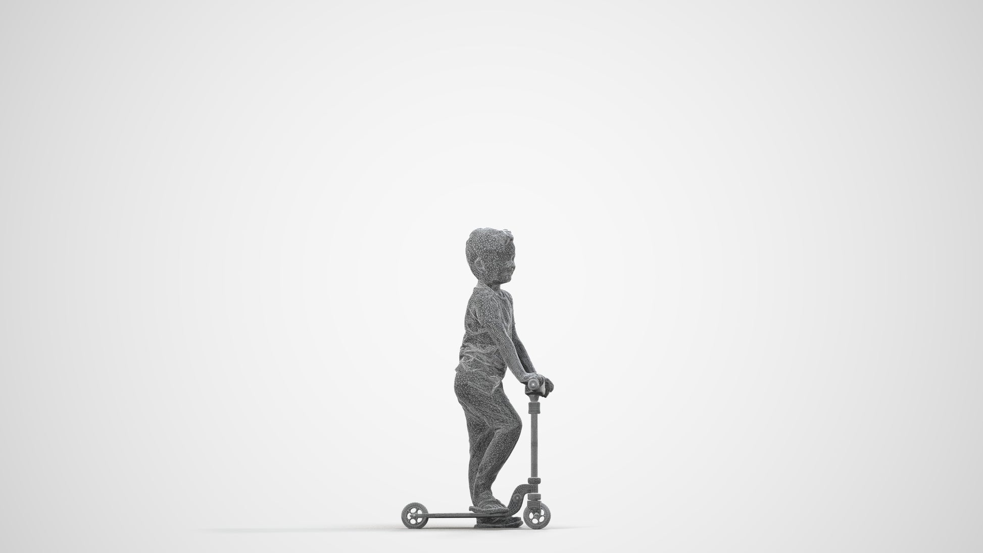 3D people model boy casual kids, scanned human for 3ds Max rendering, wireframe side view