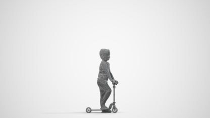 3D people model boy casual kids, scanned human for 3ds Max rendering, wireframe side view