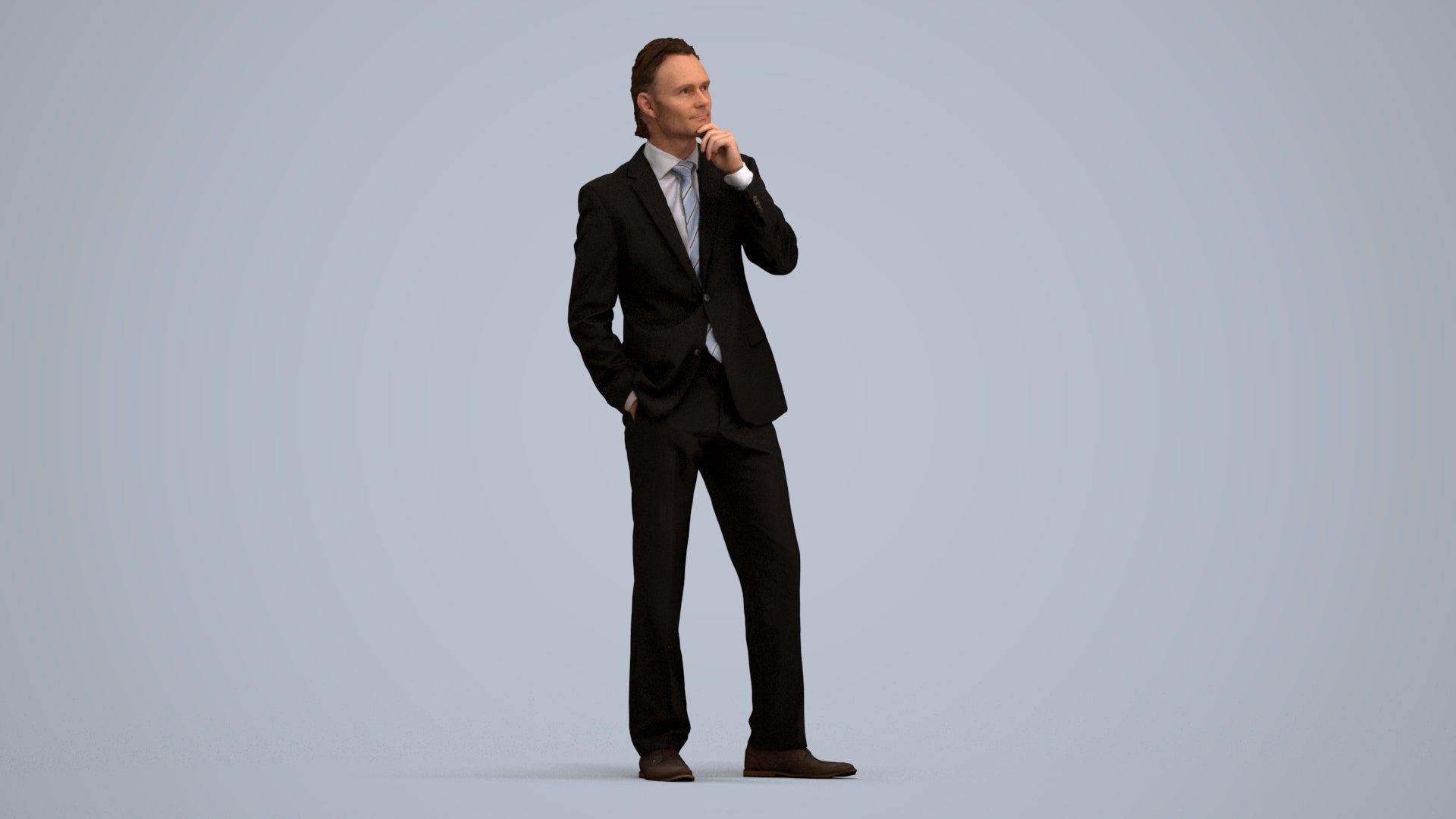 3D scanned man business, photorealistic archviz people for Enscape and SketchUp, standing pose render