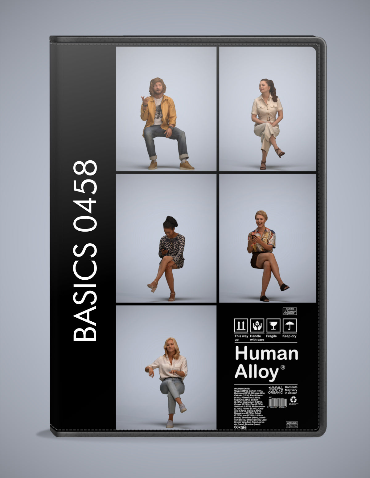 photogrammetry 3D people sitting collection, 5 realistic human models archviz FBX