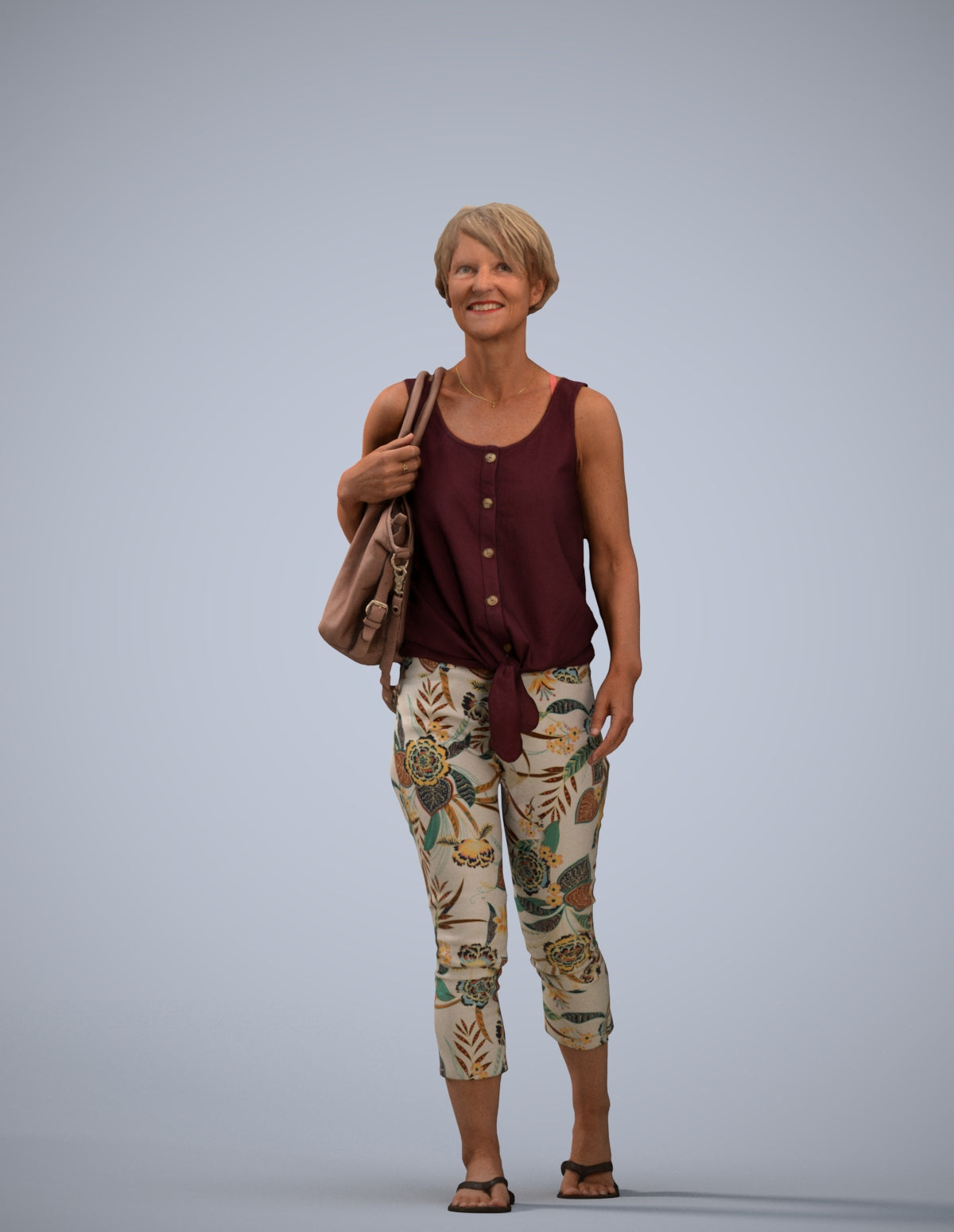 realistic 3D human senior woman walking, archviz people FBX OBJ for Blender