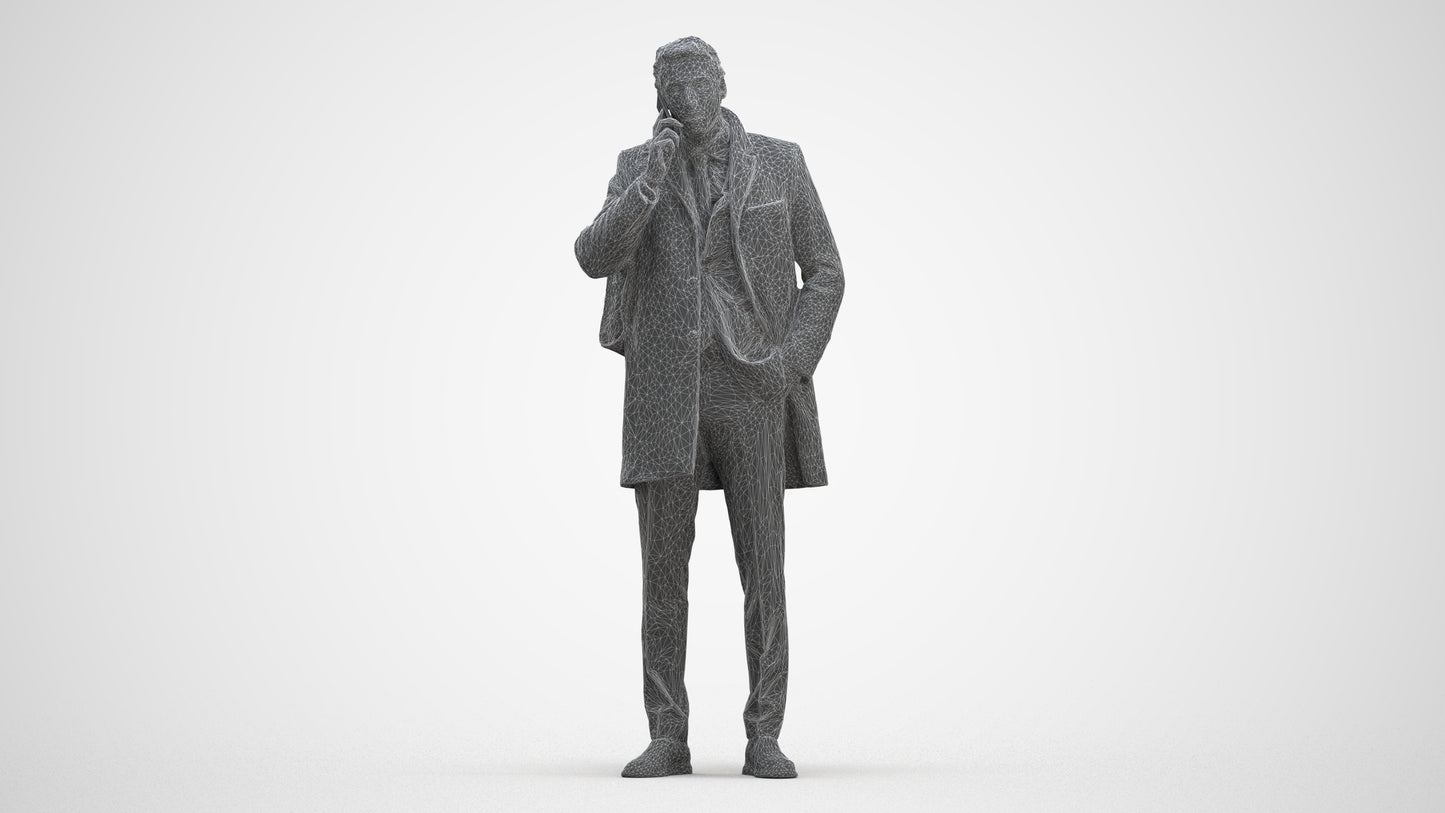 3D scanned man business, photorealistic archviz people for Enscape and SketchUp, three-quarter front view render