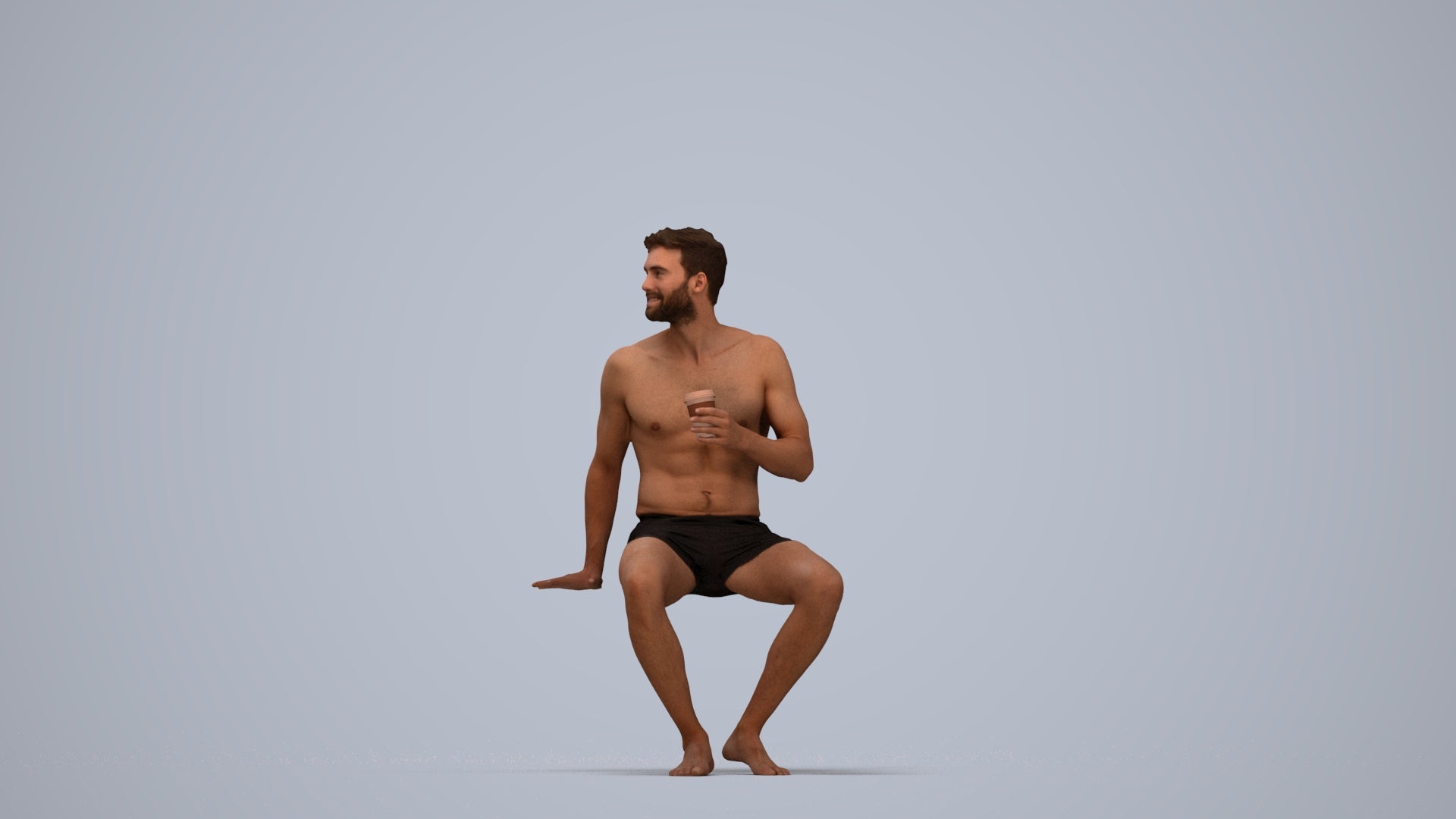 scanned 3D man pool, photogrammetry people for Enscape and V-Ray, top-down view render
