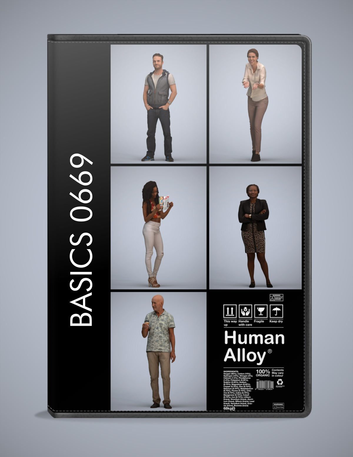 realistic 3D people standing set, 5 render-ready models for V-Ray and Corona