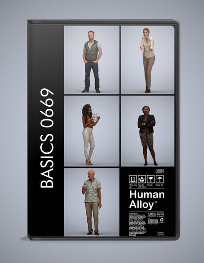realistic 3D people standing set, 5 render-ready models for V-Ray and Corona
