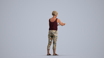 scanned 3D senior woman casual standing, photogrammetry people for Enscape and V-Ray, front view render