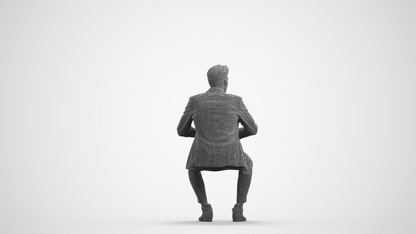 scanned 3D man business, photogrammetry people for Enscape and V-Ray, wireframe front view
