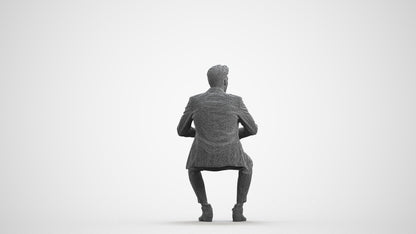scanned 3D man business, photogrammetry people for Enscape and V-Ray, wireframe front view