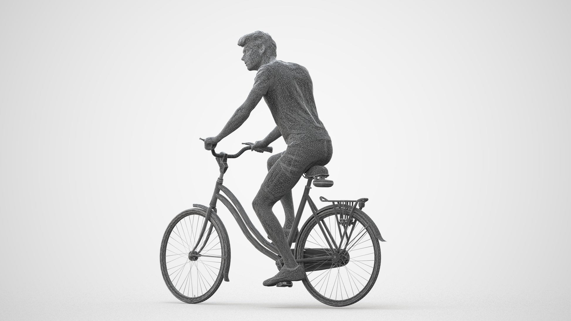 realistic 3D man casual cycling, scanned archviz people for Blender and 3ds Max, square thumbnail