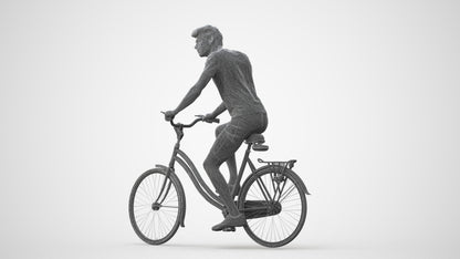 realistic 3D man casual cycling, scanned archviz people for Blender and 3ds Max, square thumbnail