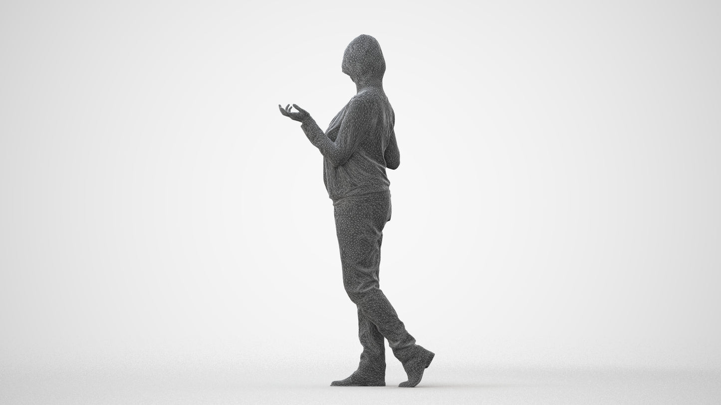 realistic 3D human woman casual walking, archviz people FBX OBJ for Blender, square thumbnail