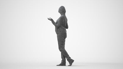 realistic 3D human woman casual walking, archviz people FBX OBJ for Blender, square thumbnail