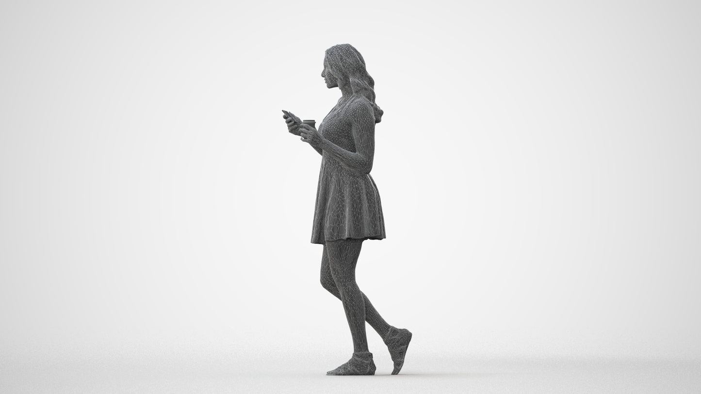 3D people model woman walking, scanned human for 3ds Max rendering, square thumbnail