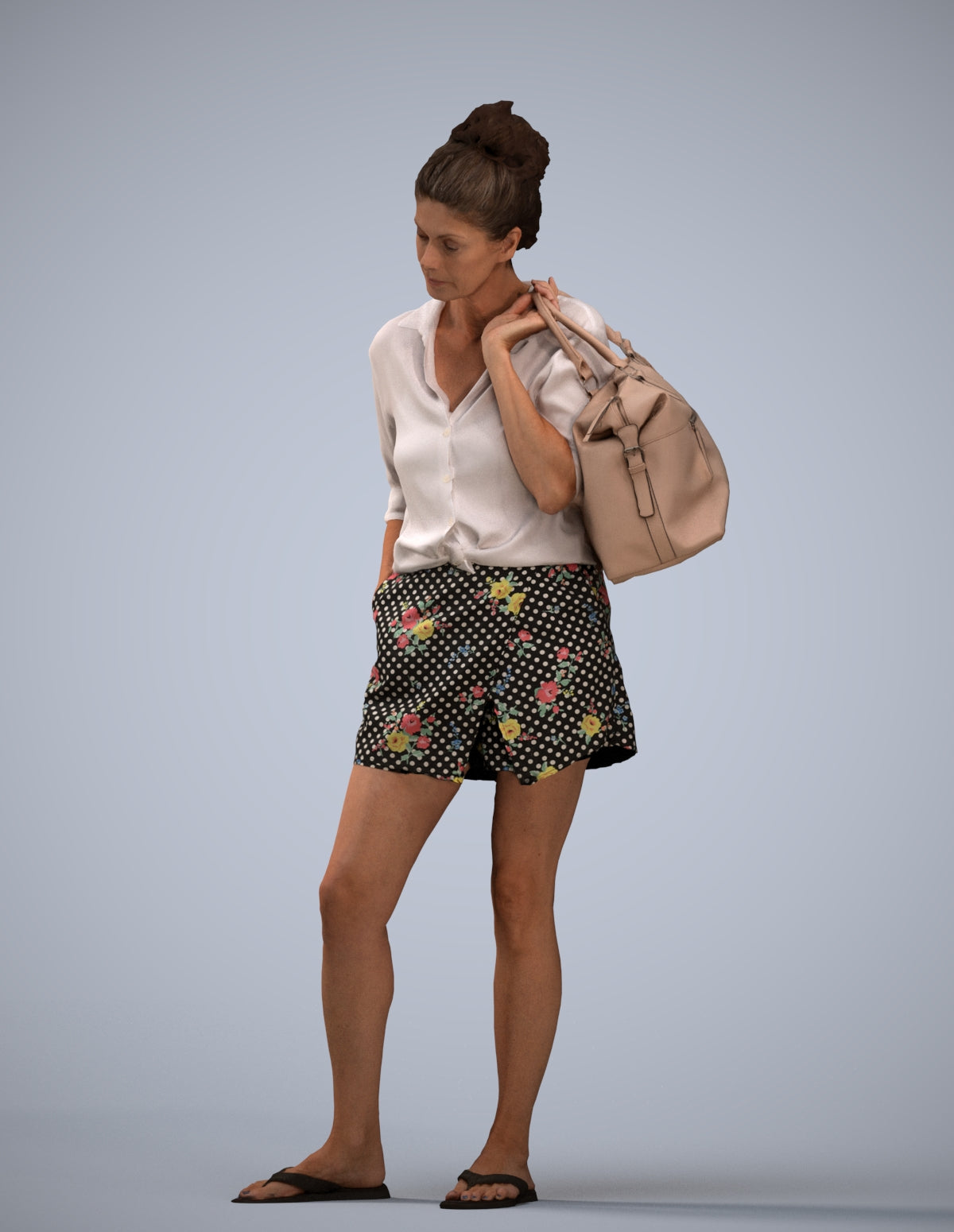 3D people model woman casual standing, scanned human for 3ds Max rendering