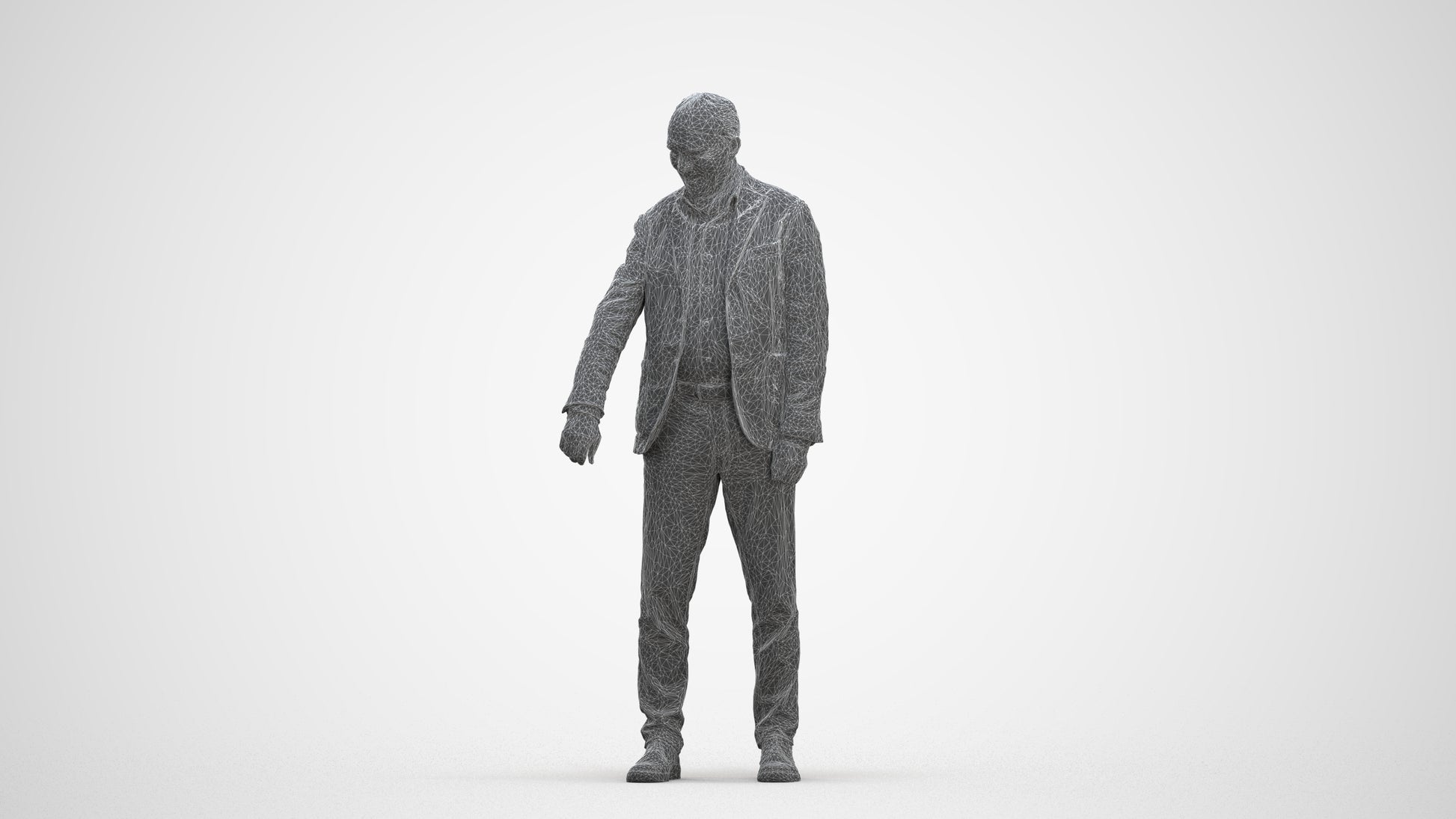 photogrammetry 3D senior man casual standing, realistic human model archviz FBX, three-quarter front view render