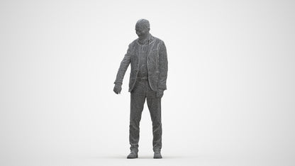 photogrammetry 3D senior man casual standing, realistic human model archviz FBX, three-quarter front view render