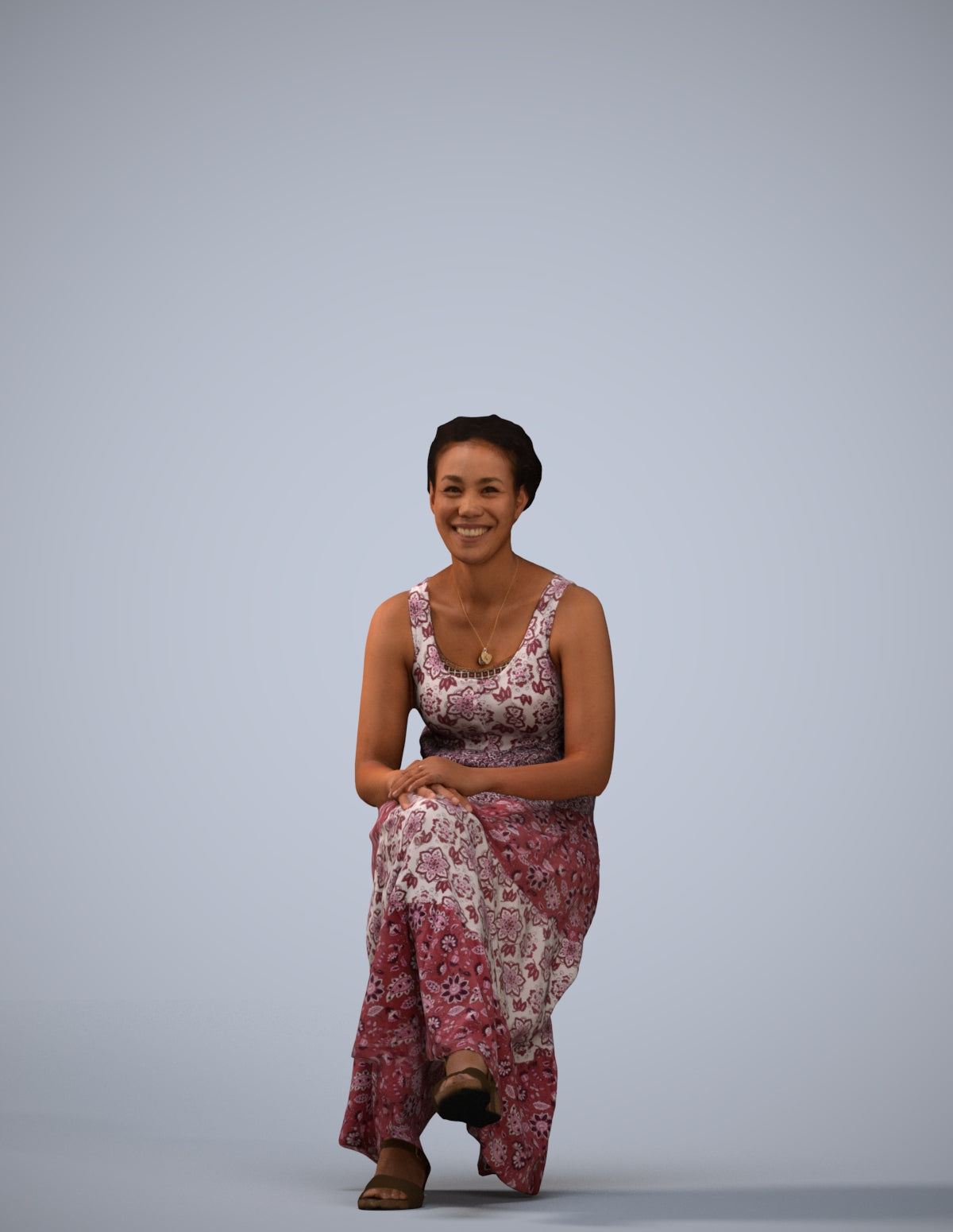 realistic 3D human woman casual sitting, archviz people FBX OBJ for Blender