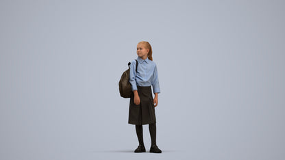 3D scanned woman kids, photorealistic archviz people for Enscape and SketchUp, standing pose render
