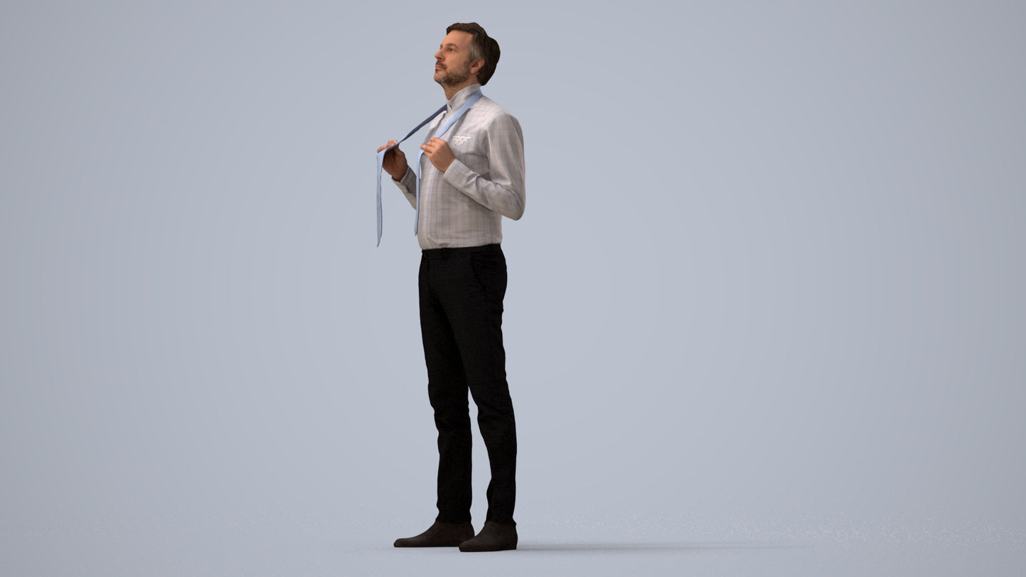 realistic 3D people man business mix, render-ready for V-Ray and Corona, FBX OBJ, three-quarter view render