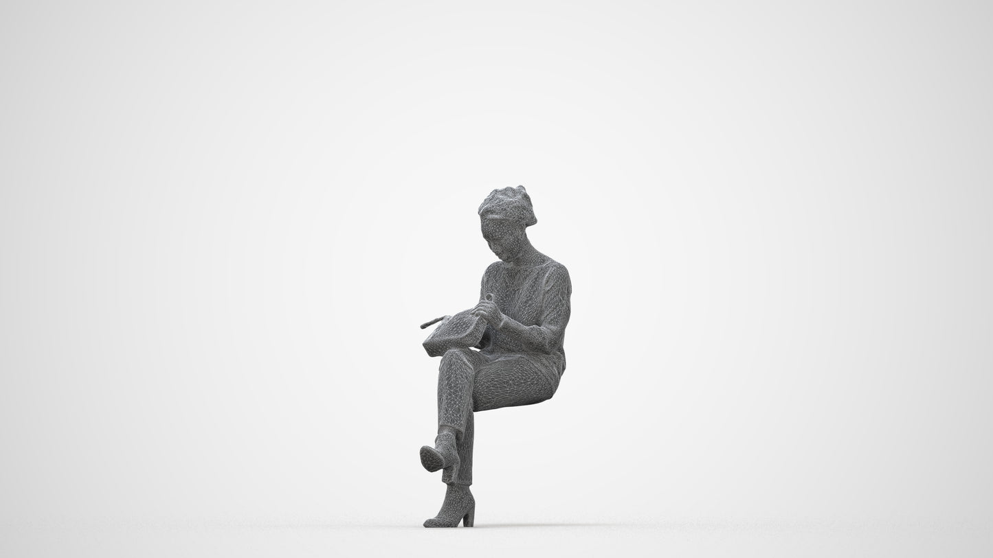 scanned 3D woman casual kids, photogrammetry people for Enscape and V-Ray, wireframe back view