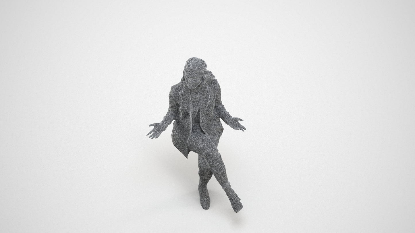 realistic 3D people woman business, render-ready for V-Ray and Corona, FBX OBJ, wireframe three-quarter view