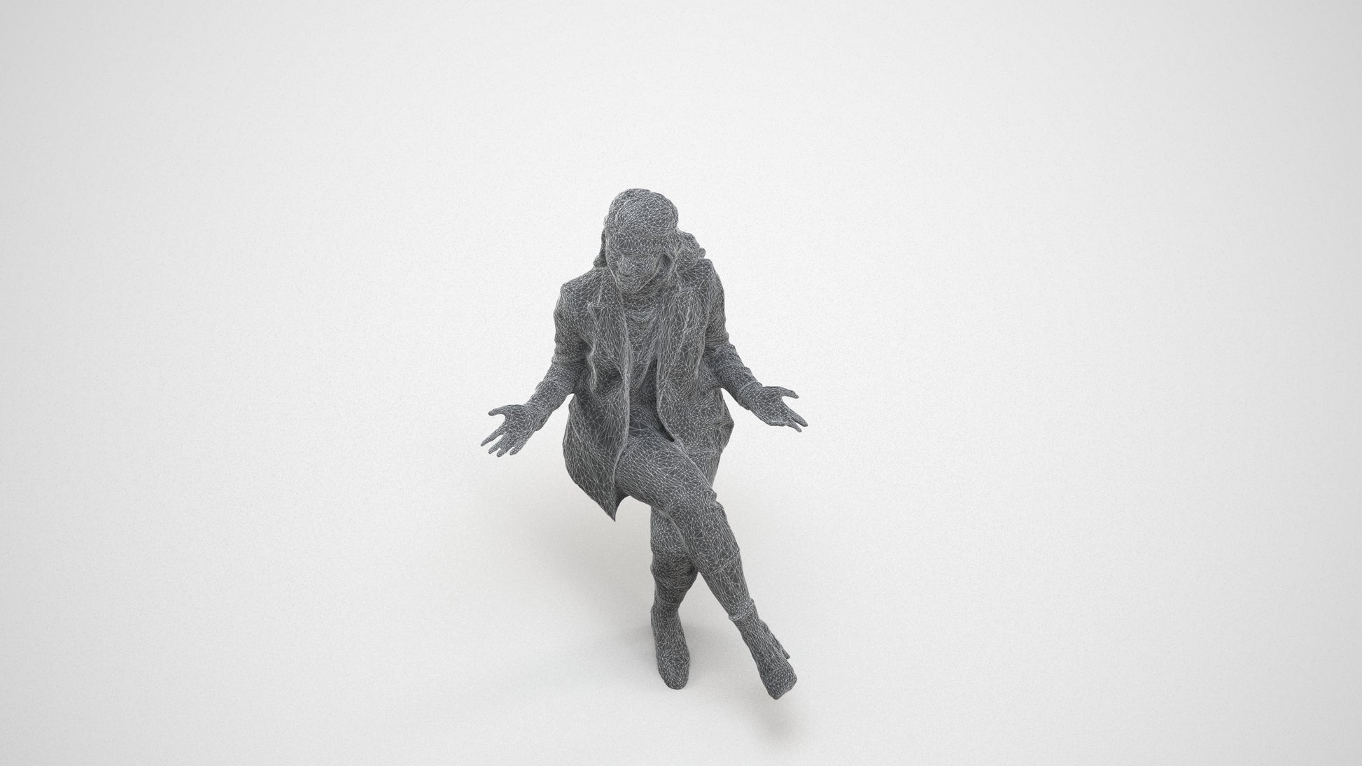 realistic 3D people woman business, render-ready for V-Ray and Corona, FBX OBJ, wireframe three-quarter view