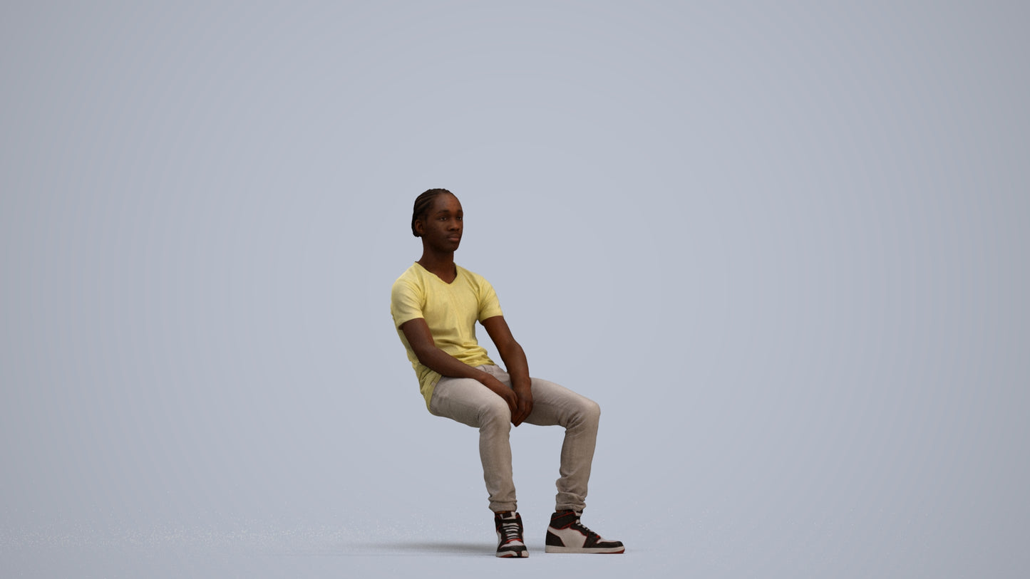 scanned 3D boy casual kids, photogrammetry people for Enscape and V-Ray, standing pose render