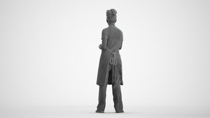 photogrammetry 3D woman hospitality, realistic human model archviz FBX, wireframe front view