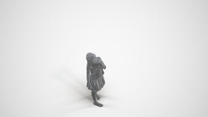 photogrammetry 3D girl kids, realistic human model archviz FBX, wireframe three-quarter view