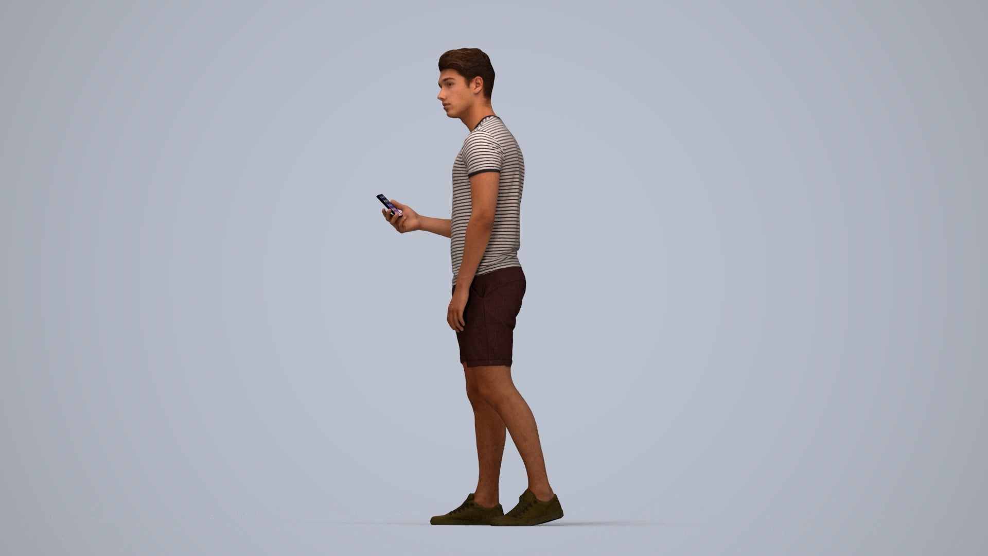 realistic 3D human man casual standing, archviz people FBX OBJ for Blender, top-down view render