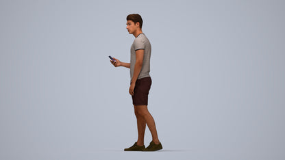 realistic 3D human man casual standing, archviz people FBX OBJ for Blender, top-down view render