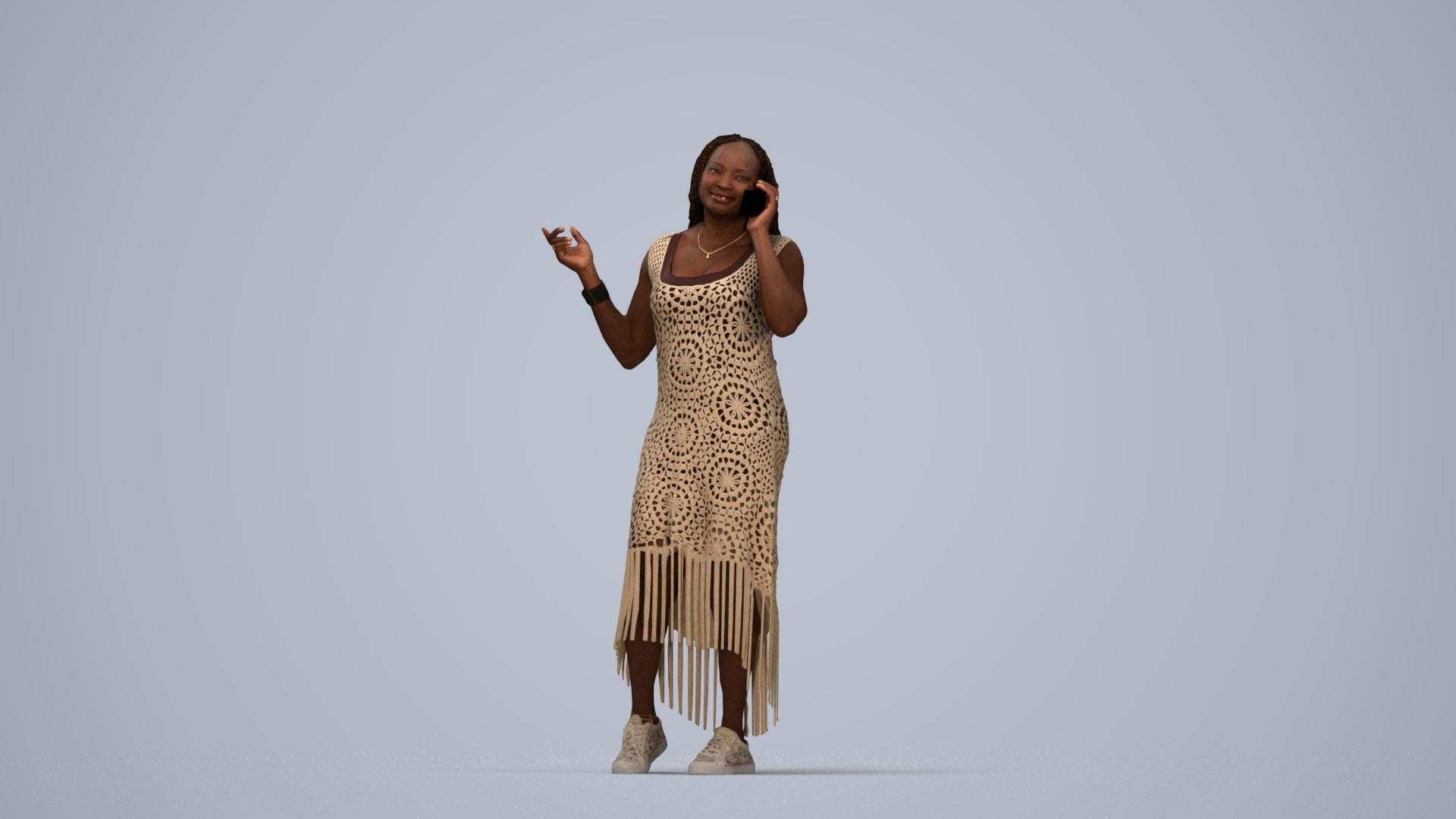 photogrammetry 3D woman casual standing, realistic human model archviz FBX, top-down view render