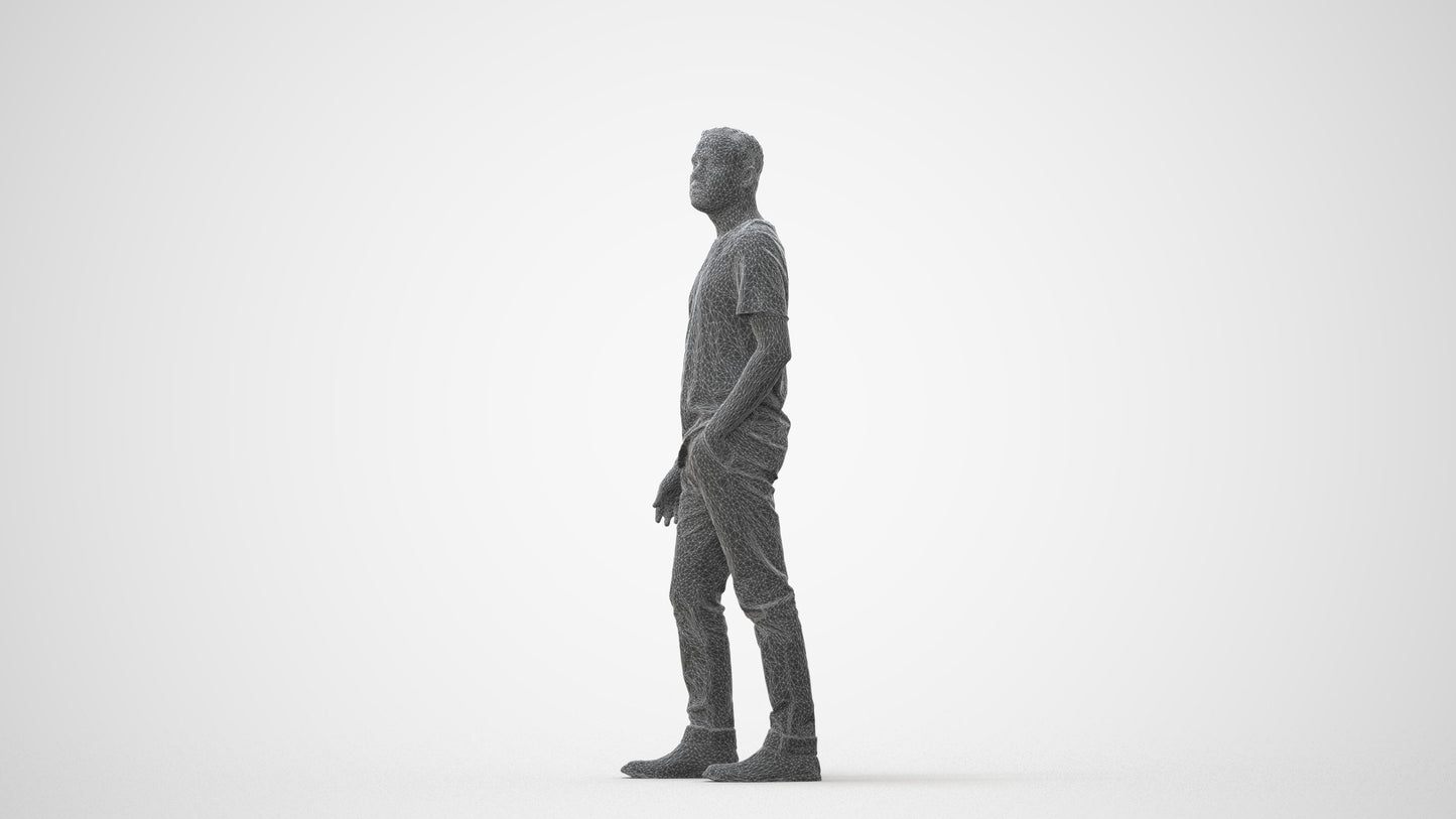 scanned 3D man casual walking, photogrammetry people for Enscape and V-Ray, square thumbnail