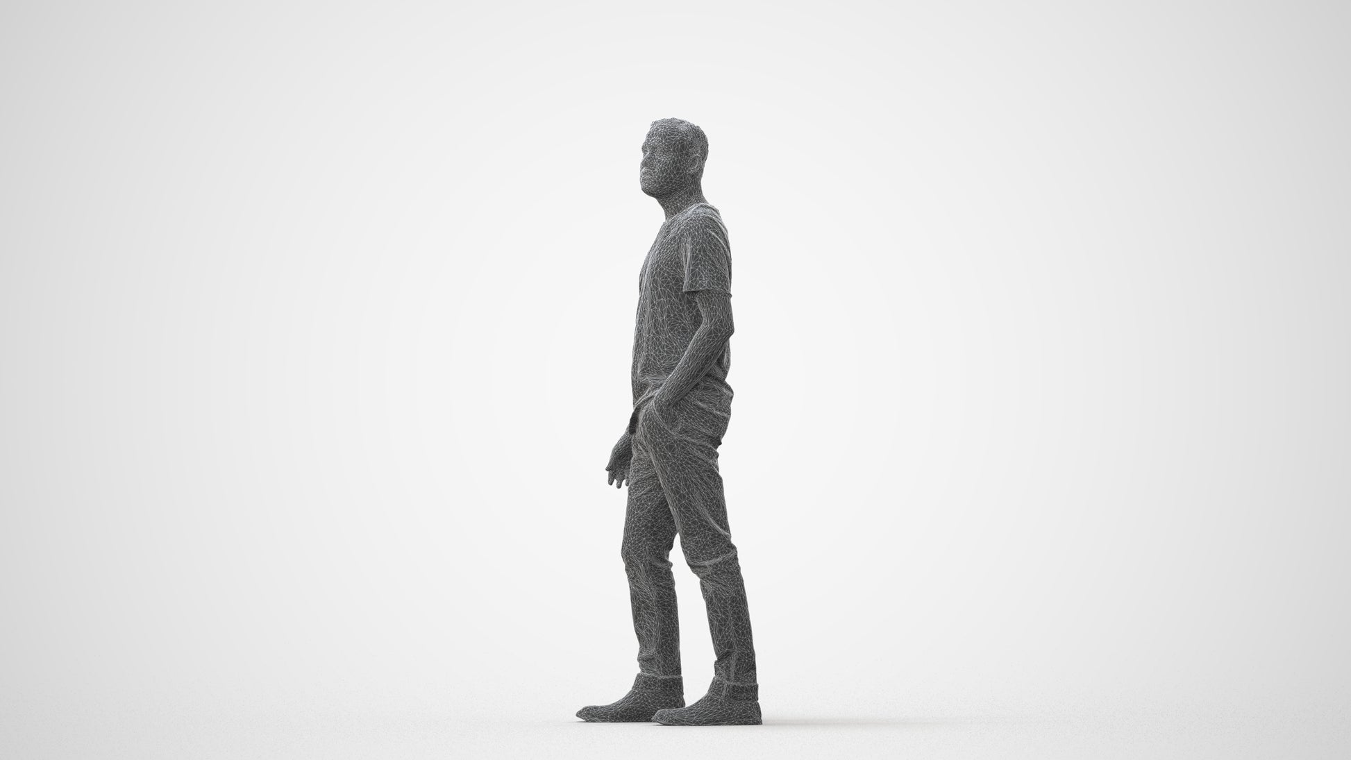 scanned 3D man casual walking, photogrammetry people for Enscape and V-Ray, square thumbnail