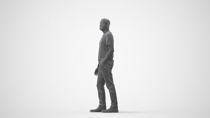 scanned 3D man casual walking, photogrammetry people for Enscape and V-Ray, square thumbnail