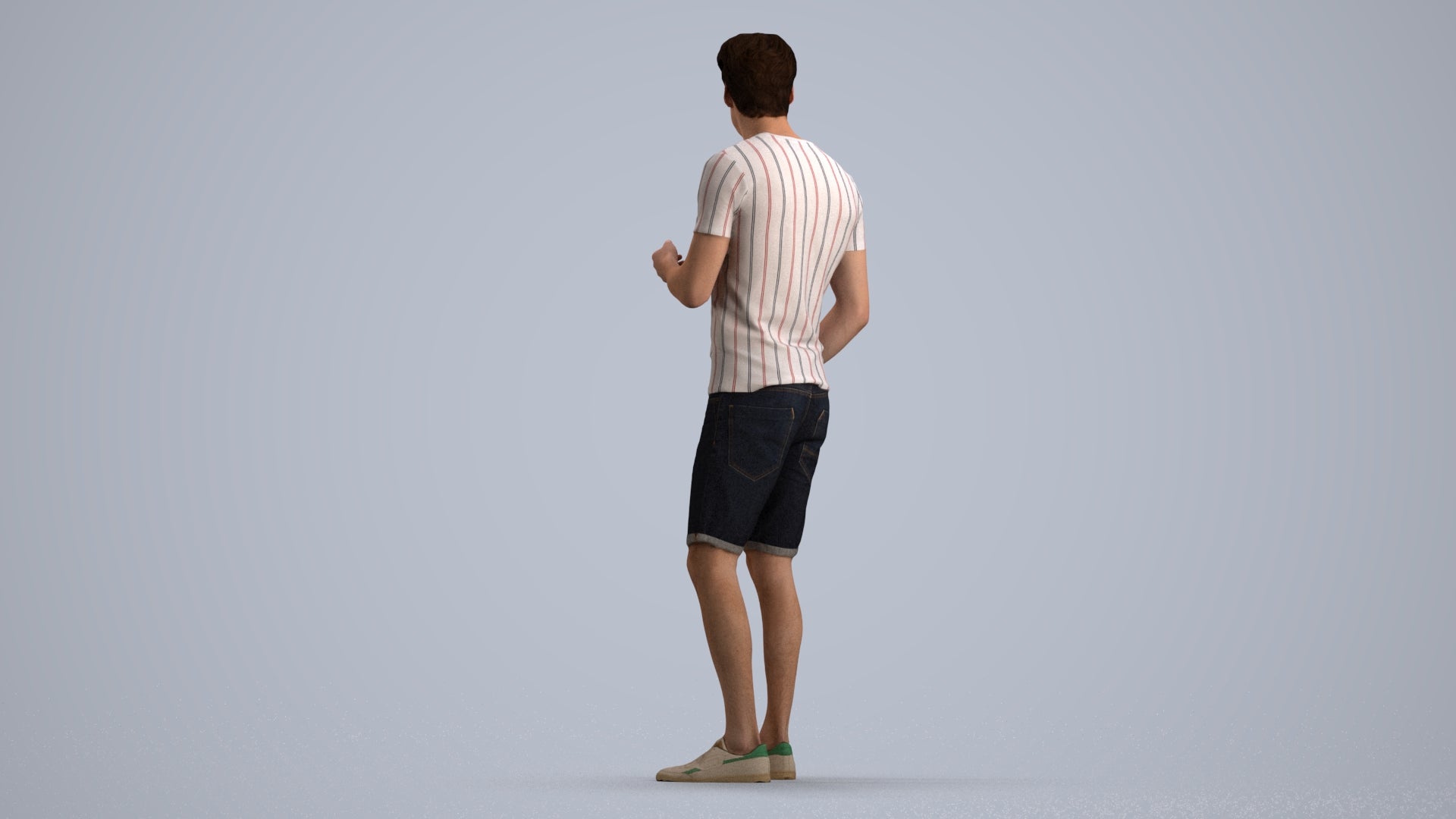 realistic 3D man casual standing, scanned archviz people for Blender and 3ds Max, front view render