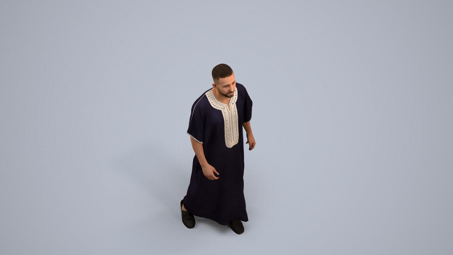 3D scanned man walking, photorealistic archviz people for Enscape and SketchUp, back view render
