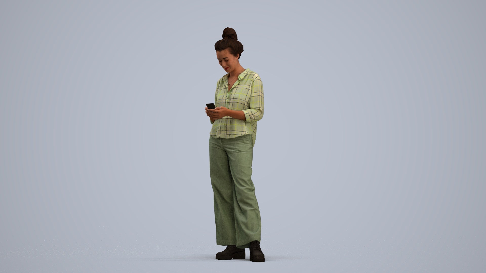 scanned 3D woman casual standing, photogrammetry people for Enscape and V-Ray, standing pose render