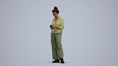 scanned 3D woman casual standing, photogrammetry people for Enscape and V-Ray, standing pose render