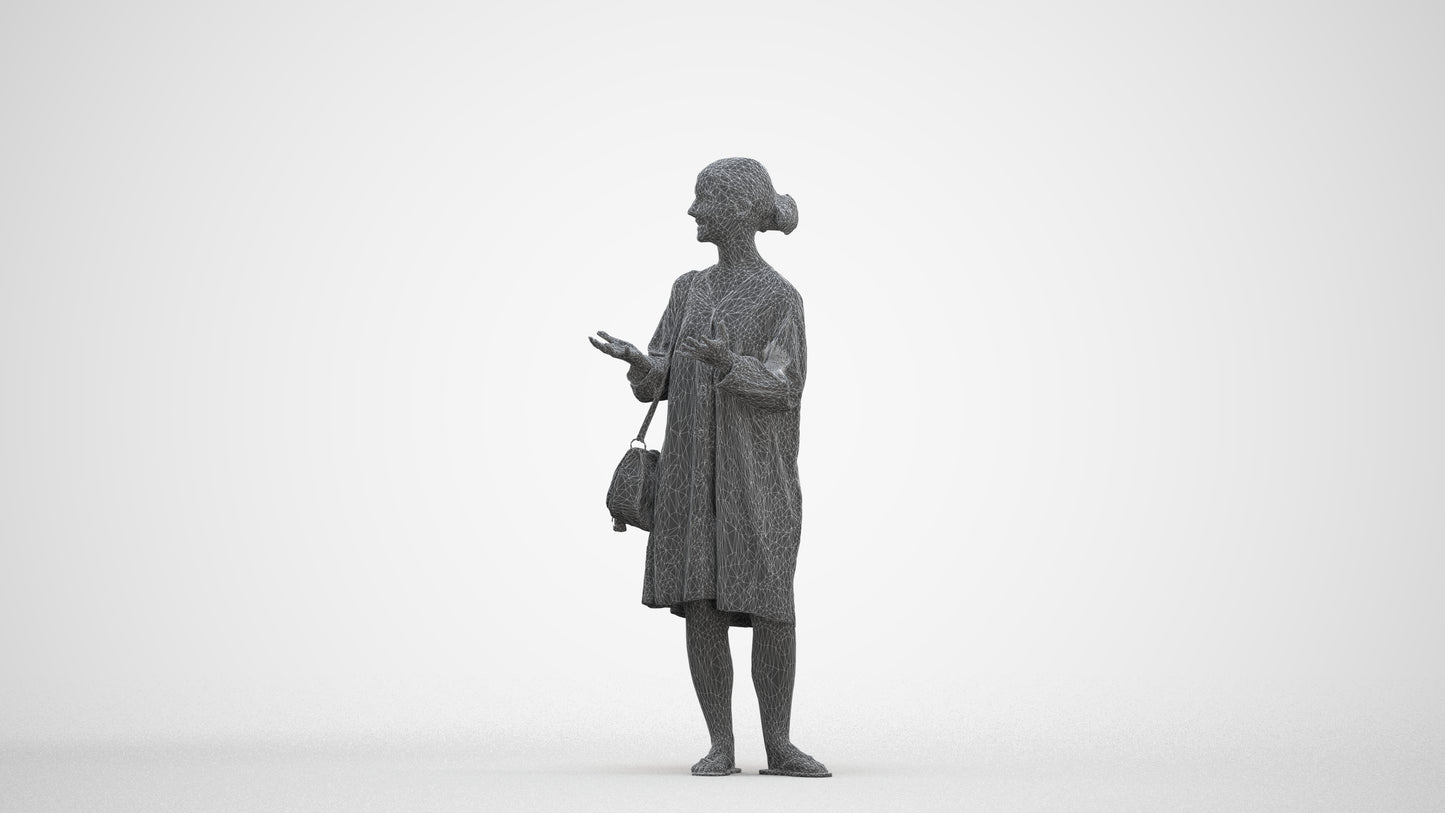 realistic 3D human girl casual kids, archviz people FBX OBJ for Blender, three-quarter front view render