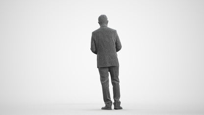 3D people model man business, scanned human for 3ds Max rendering, wireframe front view