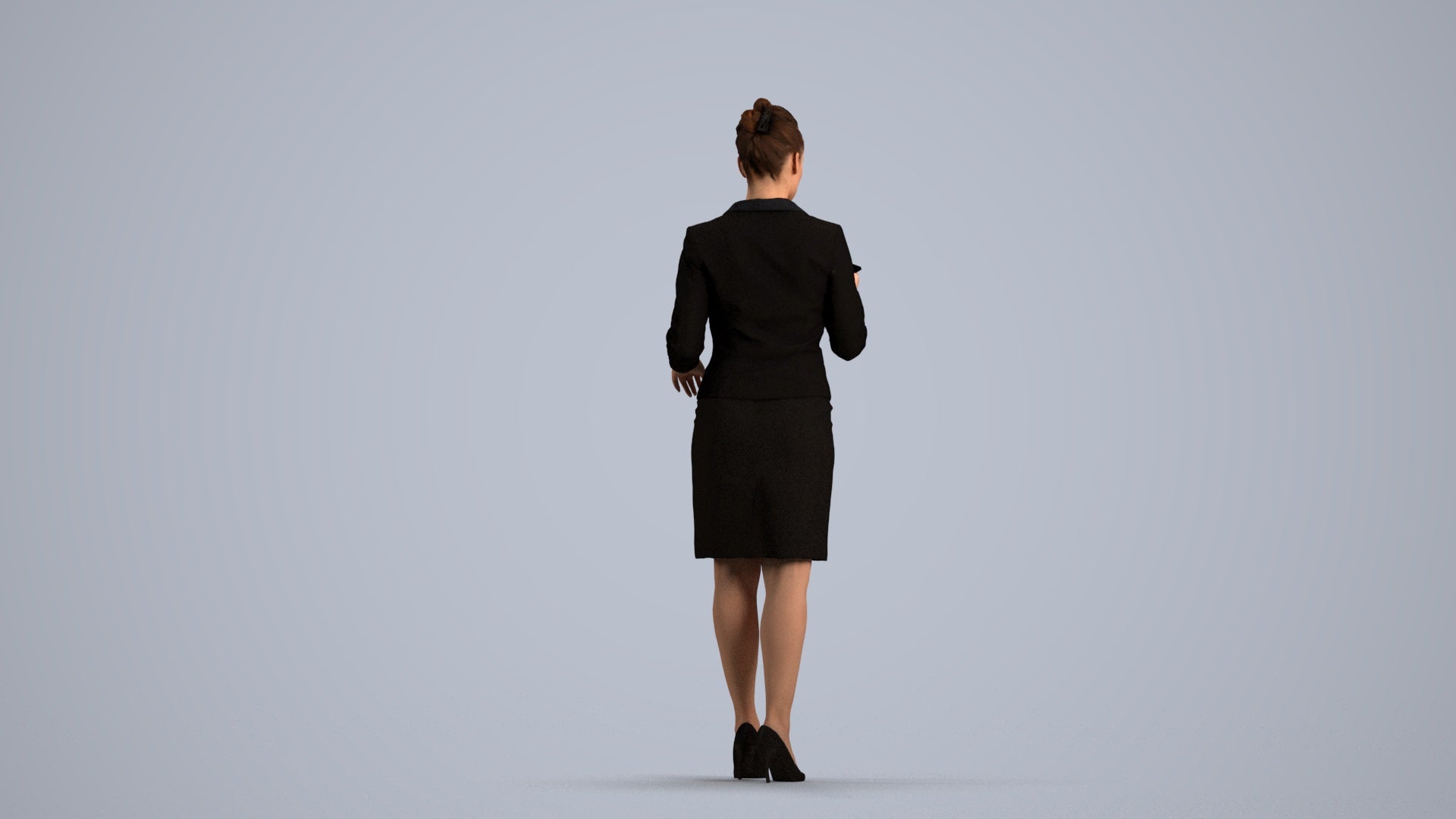 realistic 3D people woman business standing, render-ready for V-Ray and Corona, FBX OBJ, front view render