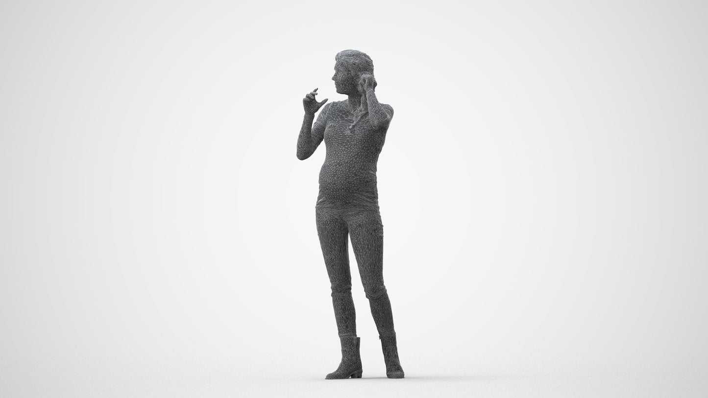 realistic 3D human woman casual walking, archviz people FBX OBJ for Blender, square thumbnail