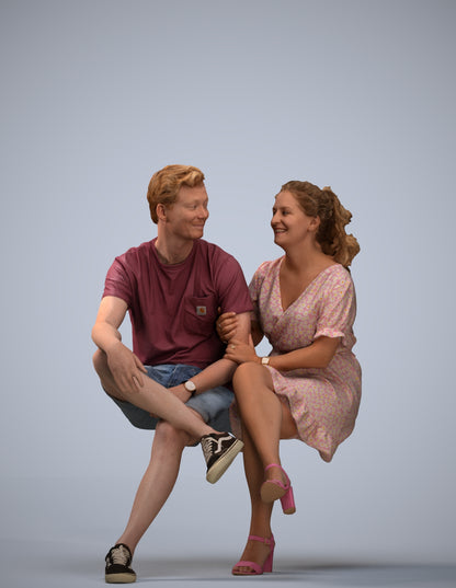 3D scanned woman couple casual, photorealistic archviz people for Enscape and SketchUp