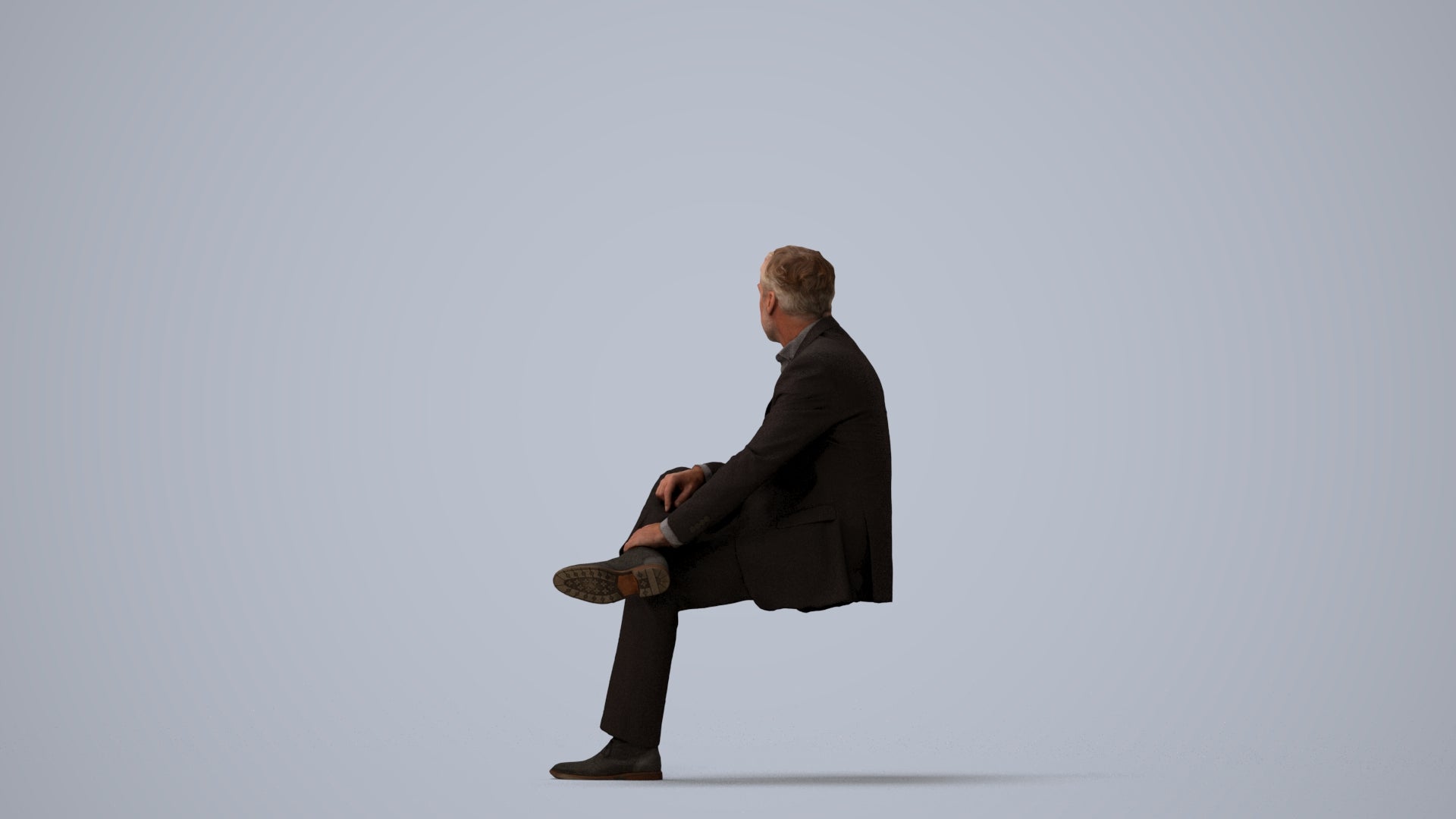 photogrammetry 3D man business, realistic human model archviz FBX, three-quarter view render