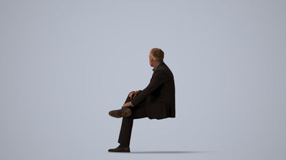 photogrammetry 3D man business, realistic human model archviz FBX, three-quarter view render
