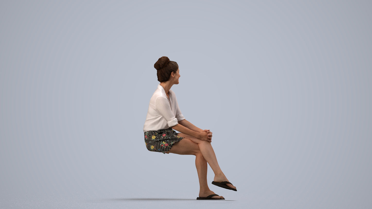 realistic 3D woman casual mix, scanned archviz people for Blender and 3ds Max, side view render